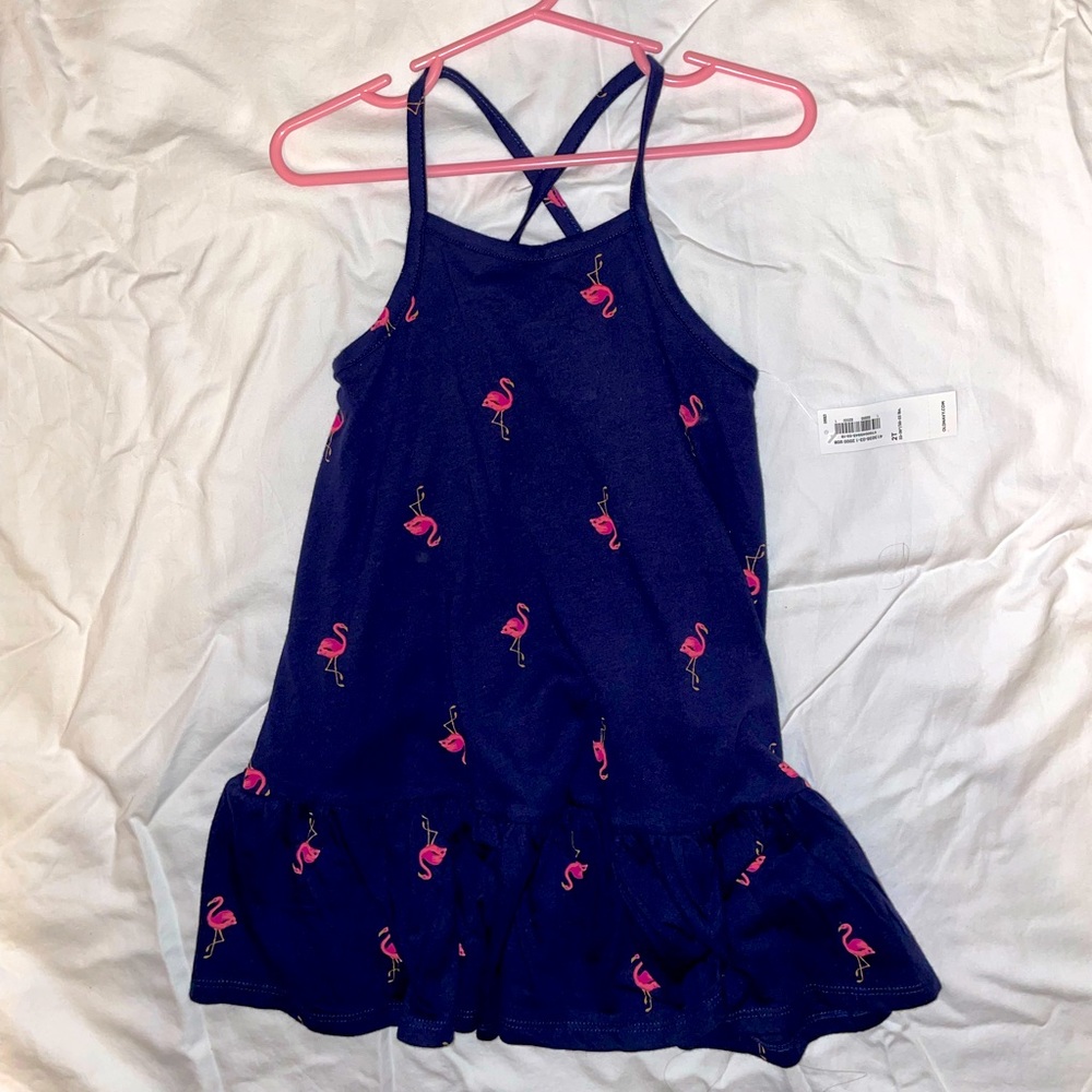 Navy Girls flamingo dress - 2T